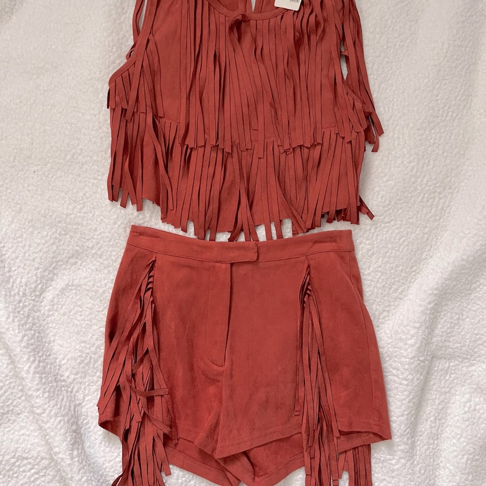 NEW WITH TAGS Suede fringe set